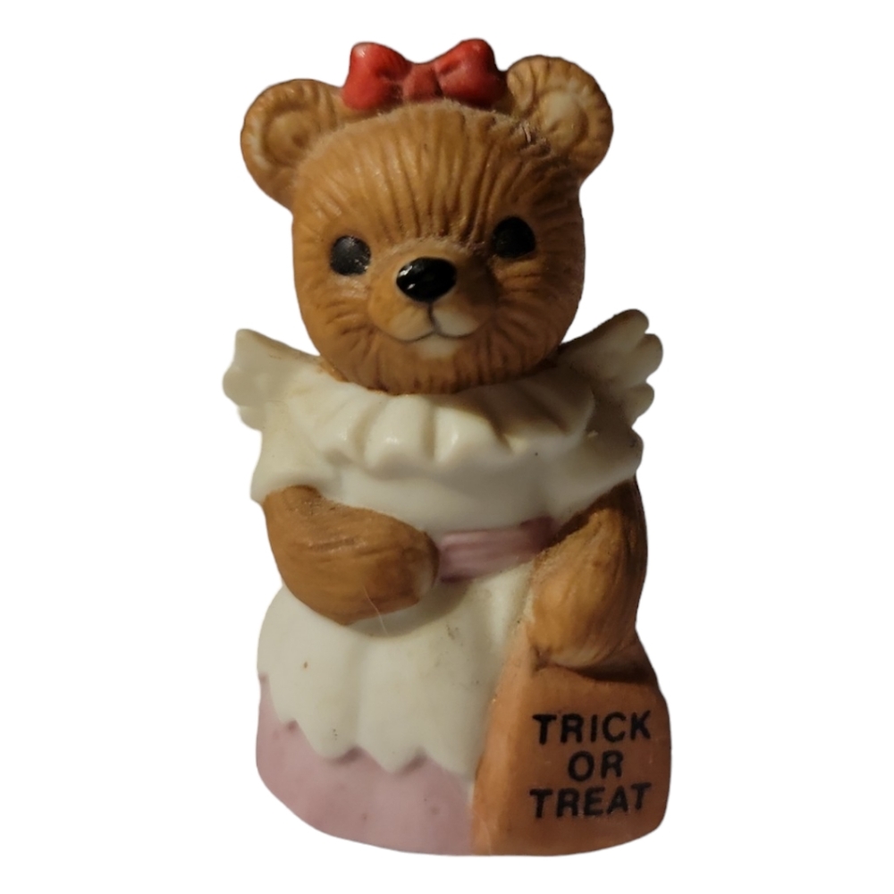 Vtg Homco #5209 Porcelain Halloween Girl Angel Teddy Bear Trick or Treat Bag